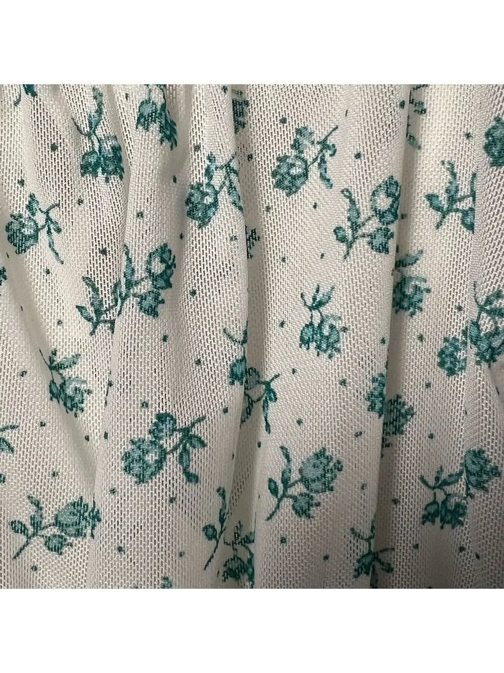 Free People Cream and Green Floral sheer Blouse